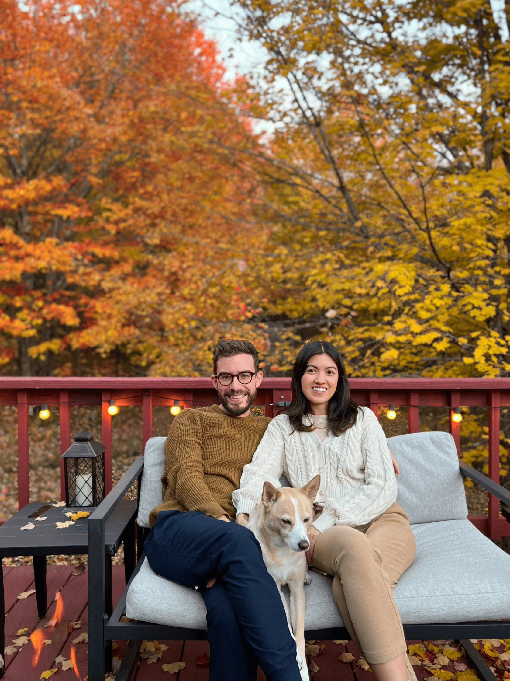 Delanie and Jonathan in the Catskills with their beloved dog Piper