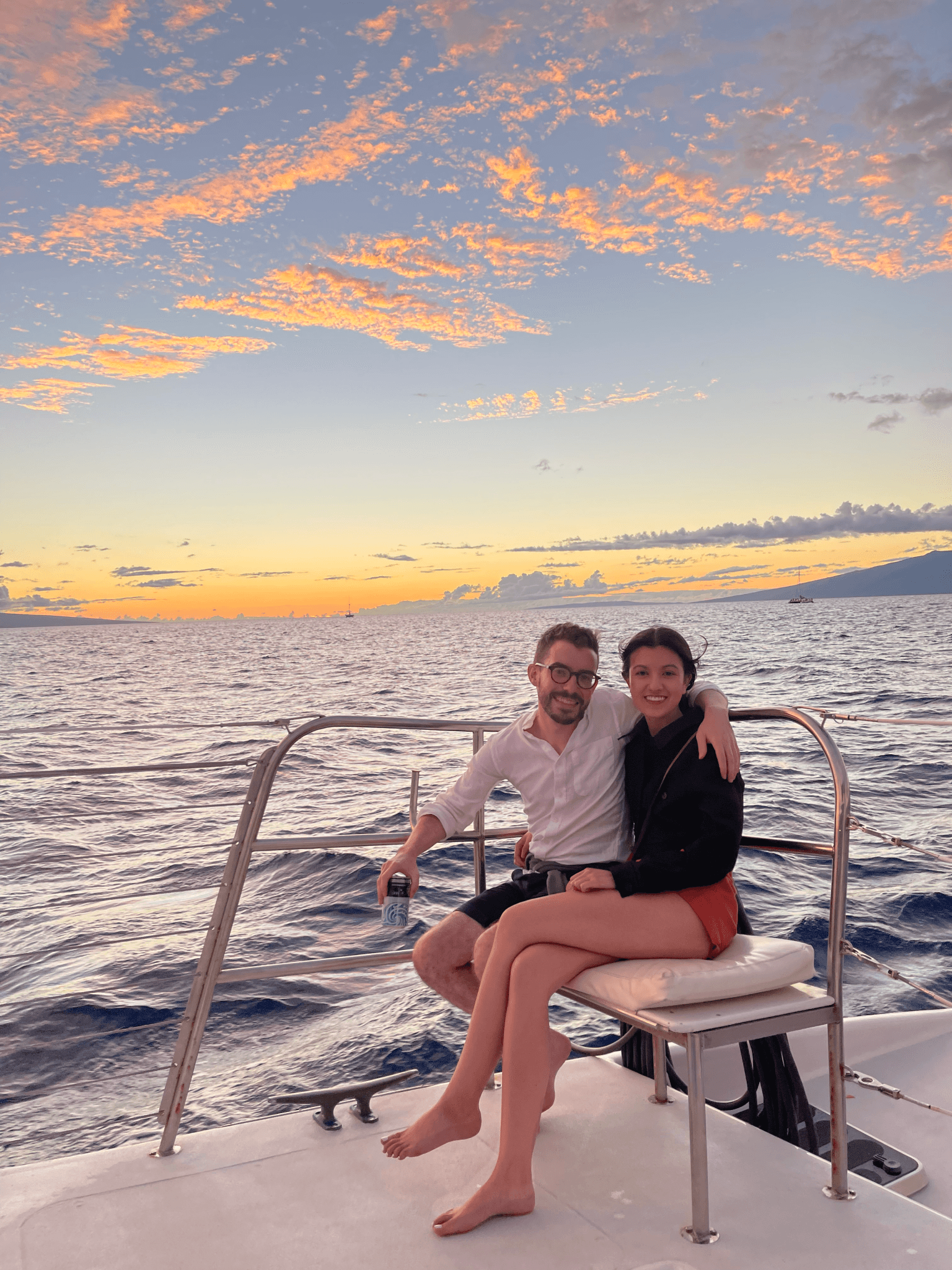 Delanie and Jonathan on a sail in Hawaii